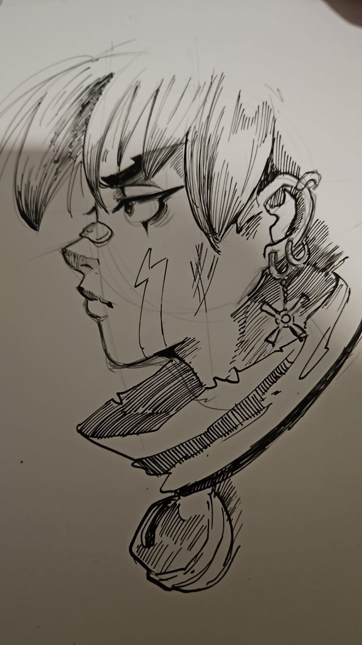 Profil encré au feutre